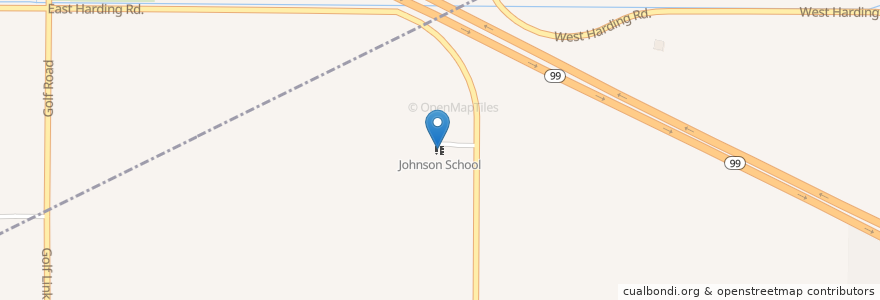 Mapa de ubicacion de Johnson School en United States, California, Merced County.