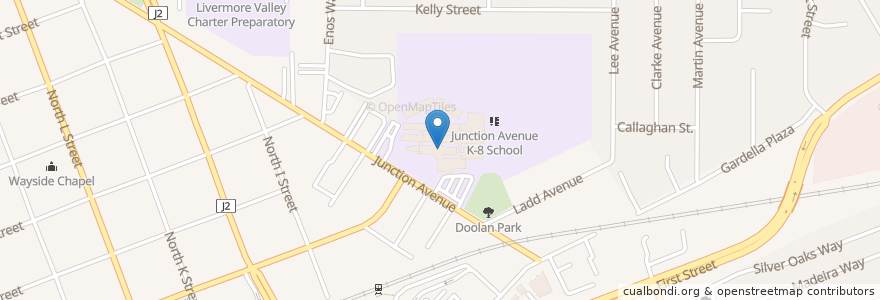 Mapa de ubicacion de Junction Avenue K-8 School en United States, California, Alameda County, Livermore.