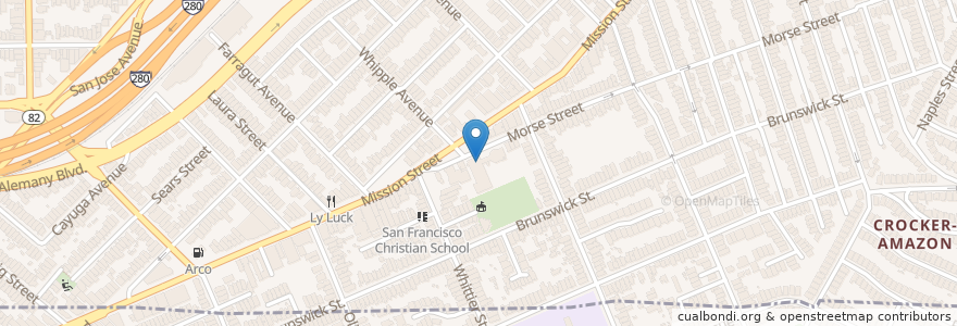 Mapa de ubicacion de Longfellow Elementary School en アメリカ合衆国, カリフォルニア州, サンフランシスコ, San Francisco.