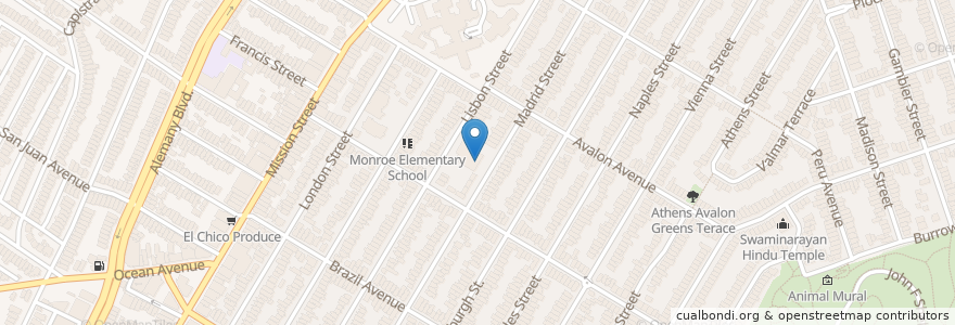 Mapa de ubicacion de Monroe Elementary School en ایالات متحده آمریکا, کالیفرنیا, سان فرانسیسکو, سان فرانسیسکو.