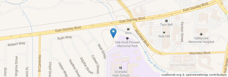 Mapa de ubicacion de Oak Knoll Cemetery en Estados Unidos De América, California, Condado De Alameda, Livermore.