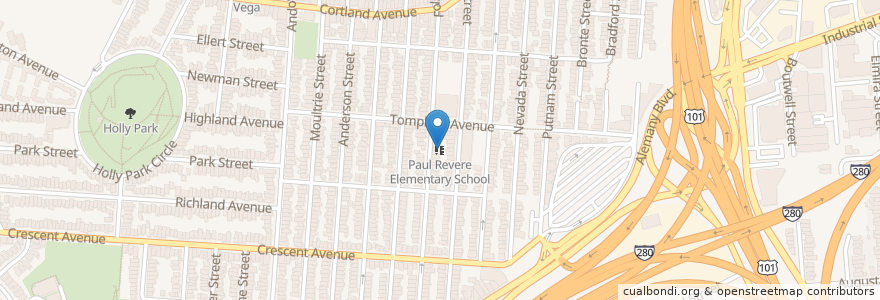 Mapa de ubicacion de Paul Revere Elementary School en United States, California, San Francisco City And County, San Francisco.
