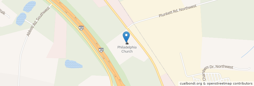 Mapa de ubicacion de Philadelphia Church en ایالات متحده آمریکا, جورجیا, Rockdale County.