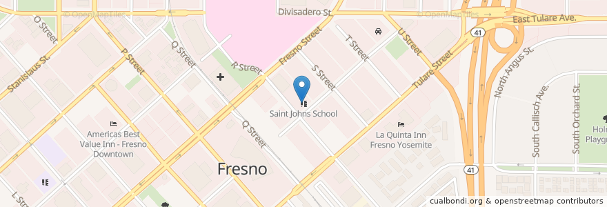 Mapa de ubicacion de Saint Johns School en Estados Unidos De América, California, Fresno County, Fresno.