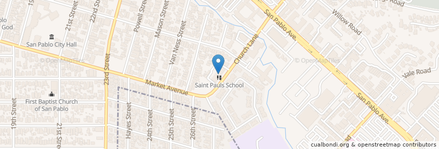Mapa de ubicacion de Saint Pauls School en Amerika Syarikat, California, Contra Costa County, Richmond, San Pablo.
