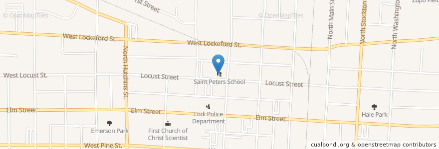 Mapa de ubicacion de Saint Peters School en アメリカ合衆国, カリフォルニア州, San Joaquin County, Lodi, Lodi.