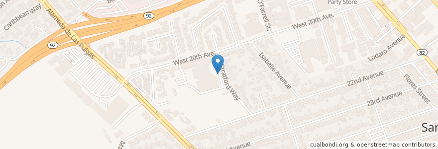 Mapa de ubicacion de Junipero Serra High School en 미국, 캘리포니아주, San Mateo County, San Mateo.