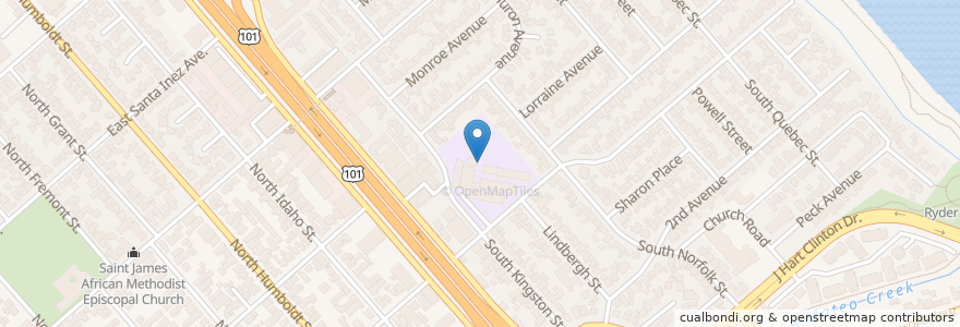 Mapa de ubicacion de North Shoreview Elementary School en Amerika Birleşik Devletleri, Kaliforniya, San Mateo County, San Mateo.