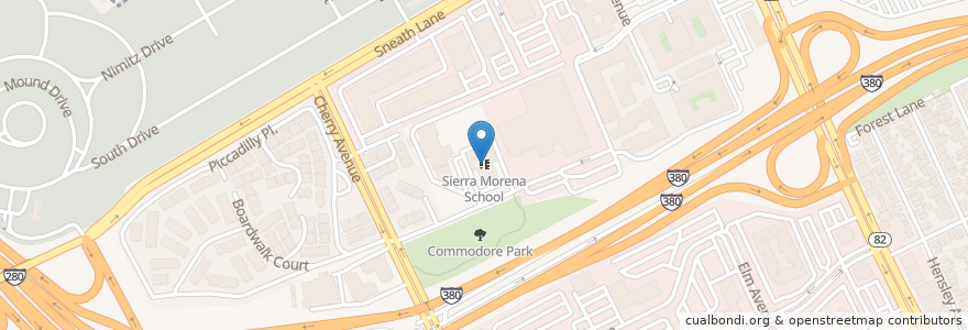 Mapa de ubicacion de Sierra Morena School en United States, California, San Mateo County, San Bruno.