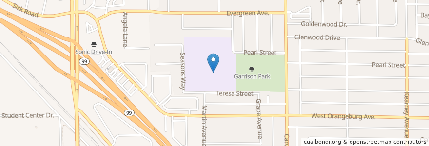 Mapa de ubicacion de Garrison-Kelley Elementary School en États-Unis D'Amérique, Californie, Stanislaus County, Modesto.