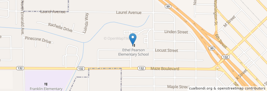 Mapa de ubicacion de Ethel Pearson Elementary School en Estados Unidos De América, California, Stanislaus County, Modesto.