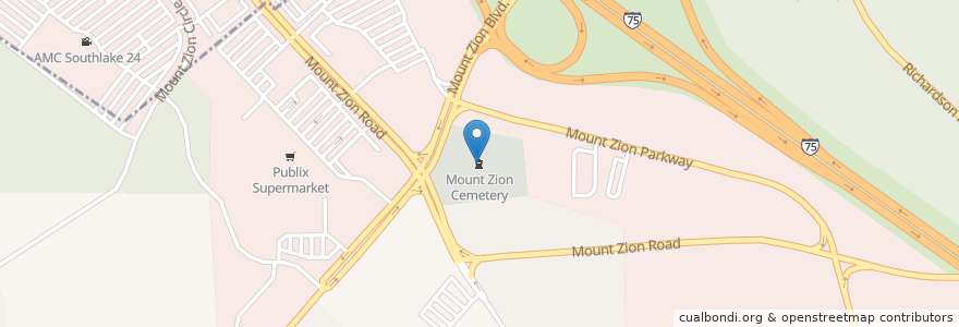 Mapa de ubicacion de Mount Zion Cemetery en ایالات متحده آمریکا, جورجیا, Clayton County.