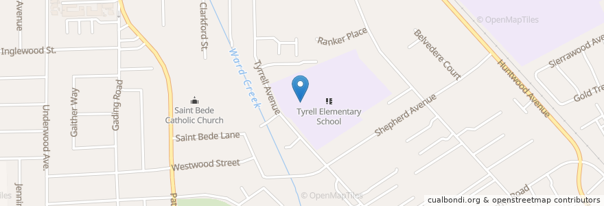 Mapa de ubicacion de Tyrell Elementary School en Stati Uniti D'America, California, Contea Di Alameda, Hayward.
