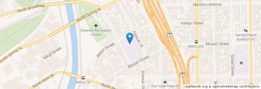 Mapa de ubicacion de Albion Elementary School en United States, California, Los Angeles County, Los Angeles.