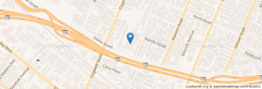 Mapa de ubicacion de Jenny T Baker Elementary Shcool en Amerika Syarikat, California, Los Angeles County.