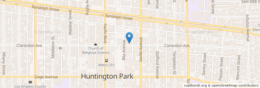 Mapa de ubicacion de Baptist Day School en Estados Unidos Da América, Califórnia, Los Angeles County, Huntington Park.