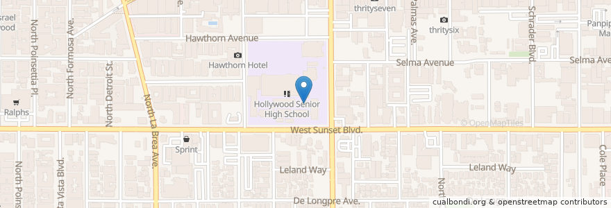Mapa de ubicacion de Blessed Sacrament School en Verenigde Staten, Californië, Los Angeles County, Los Angeles.