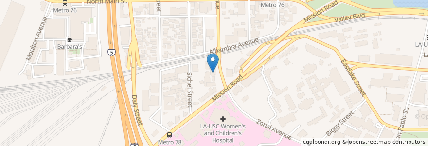 Mapa de ubicacion de California College of Medicine en 美利坚合众国/美利堅合眾國, 加利福尼亚州/加利福尼亞州, 洛杉矶县, 洛杉矶.