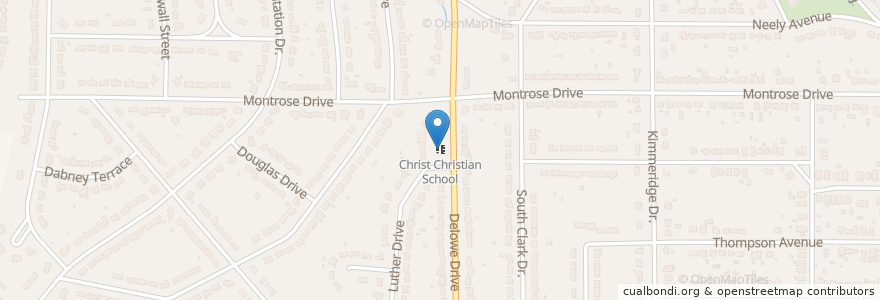 Mapa de ubicacion de Christ Christian School en 美利坚合众国/美利堅合眾國, 喬治亞州, Fulton County, East Point.