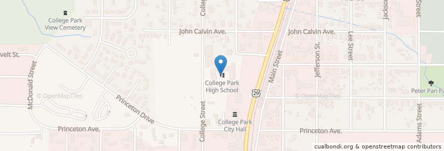 Mapa de ubicacion de College Park High School en 미국, 조지아, College Park, Fulton County.