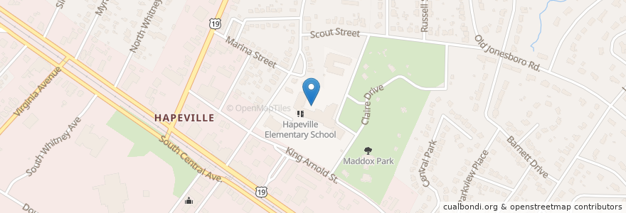 Mapa de ubicacion de Hapeville High School en 미국, 조지아, Fulton County, Hapeville.
