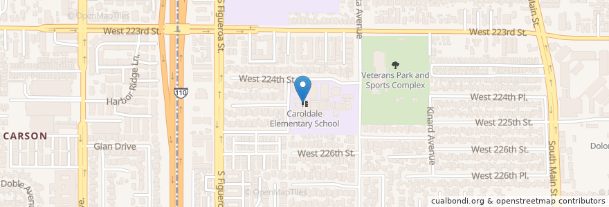Mapa de ubicacion de Caroldale Elementary School en United States, California, Los Angeles County, Carson.