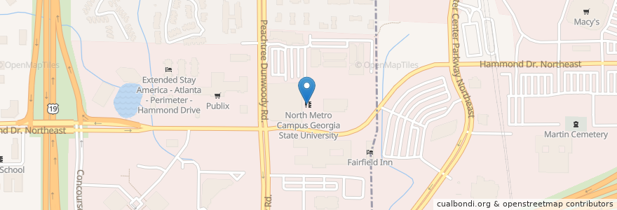 Mapa de ubicacion de North Metro Campus Georgia State University en États-Unis D'Amérique, Géorgie, Fulton County.