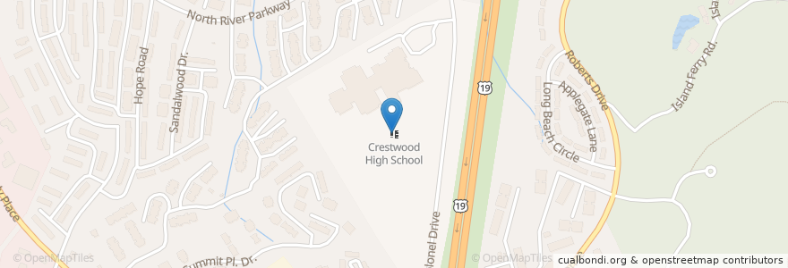 Mapa de ubicacion de Sandy Springs Middle School en アメリカ合衆国, ジョージア州, Fulton County, Sandy Springs.