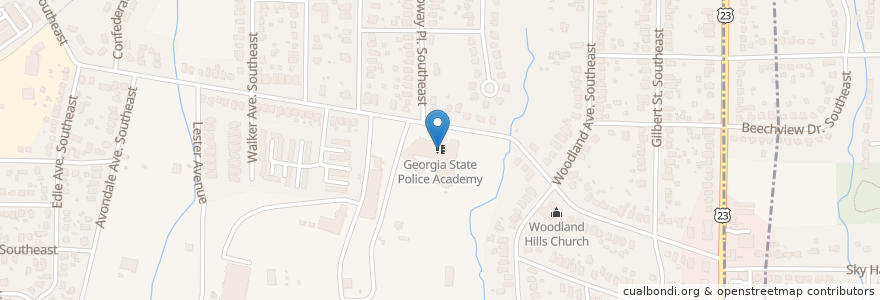 Mapa de ubicacion de Georgia State Police Academy en Соединённые Штаты Америки, Джорджия, Фултон, Atlanta.