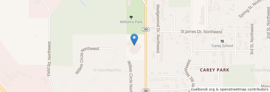 Mapa de ubicacion de A D Williams Elementary School en アメリカ合衆国, ジョージア州, Fulton County, Atlanta.