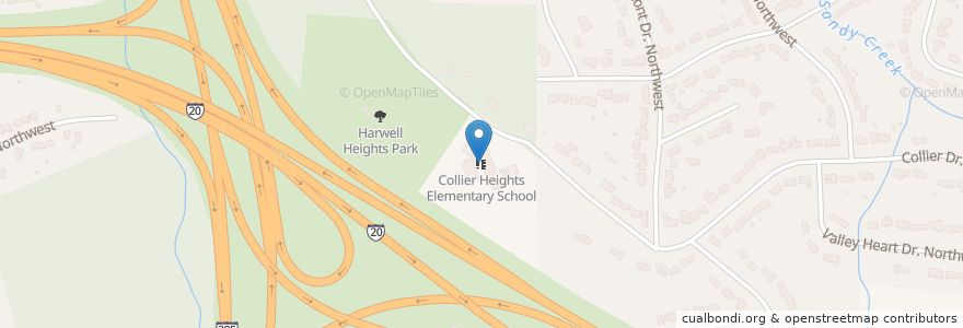Mapa de ubicacion de Collier Heights Elementary School en ایالات متحده آمریکا, جورجیا, Fulton County, Atlanta.
