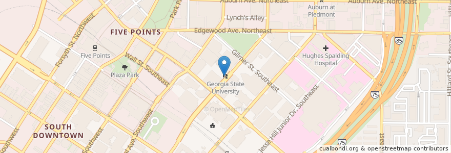 Mapa de ubicacion de Georgia State University en الولايات المتّحدة الأمريكيّة, جورجيا, Fulton County, Atlanta.
