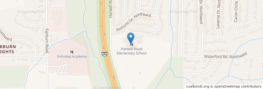 Mapa de ubicacion de Harwell Road Elementary School en Estados Unidos De América, Georgia, Fulton County, Atlanta.