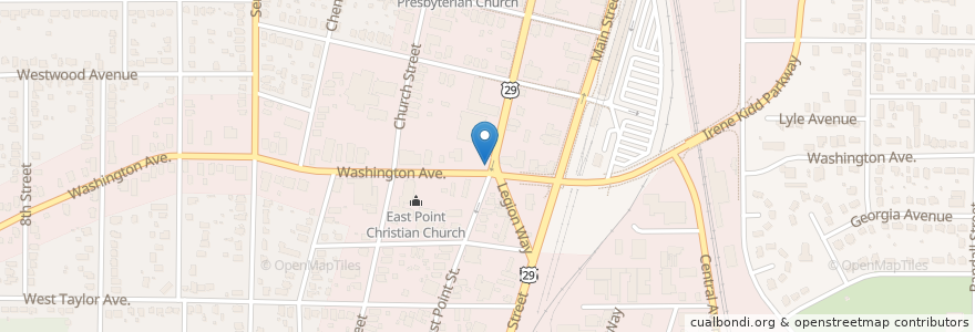 Mapa de ubicacion de East Point Branch Atlanta Post Office en 미국, 조지아, Fulton County, East Point.