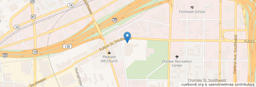 Mapa de ubicacion de Paul Laurence Dunbar Elementary School en アメリカ合衆国, ジョージア州, Fulton County, Atlanta.