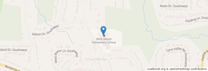 Mapa de ubicacion de West Manor Elementary School en الولايات المتّحدة الأمريكيّة, جورجيا, Fulton County, Atlanta.