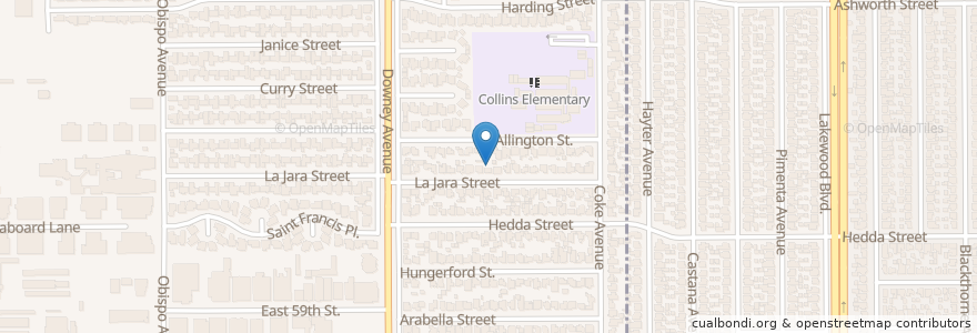 Mapa de ubicacion de Captain Raymond Collins Elementary School en Estados Unidos Da América, Califórnia, Los Angeles County.