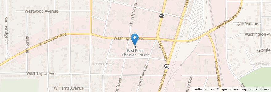 Mapa de ubicacion de East Point Christian Church en Estados Unidos De América, Georgia, Fulton County, East Point.