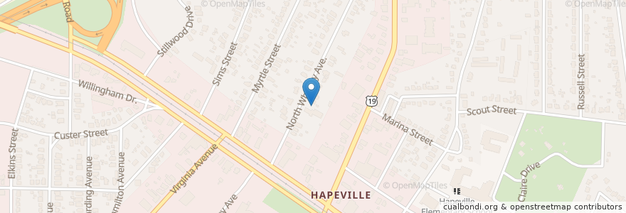 Mapa de ubicacion de Hapeville Presbyterian Church en アメリカ合衆国, ジョージア州, Fulton County, Hapeville.