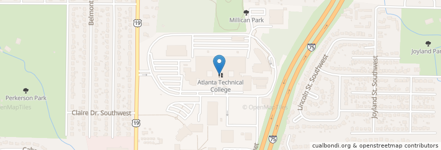 Mapa de ubicacion de Atlanta Technical College en Stati Uniti D'America, Georgia, Fulton County, Atlanta.