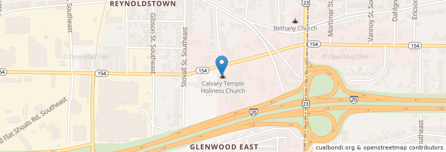 Mapa de ubicacion de Calvary Temple Holiness Church en Stati Uniti D'America, Georgia, Fulton County, Atlanta.