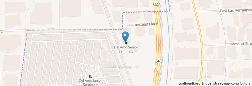 Mapa de ubicacion de Del Amo Senior Seminary en الولايات المتّحدة الأمريكيّة, كاليفورنيا, مقاطعة لوس أنجلس.