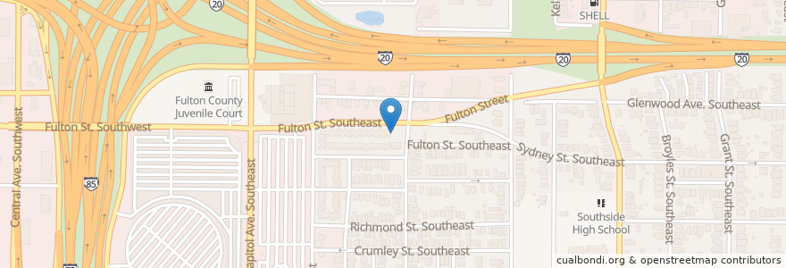 Mapa de ubicacion de New Zion Hill Baptist Church en ایالات متحده آمریکا, جورجیا, Fulton County, Atlanta.