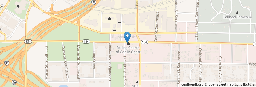 Mapa de ubicacion de Rolling Church of God in Christ en United States, Georgia, Fulton County, Atlanta.