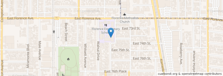 Mapa de ubicacion de Florence Avenue School en 美利坚合众国/美利堅合眾國, 加利福尼亚州/加利福尼亞州, 洛杉矶县.