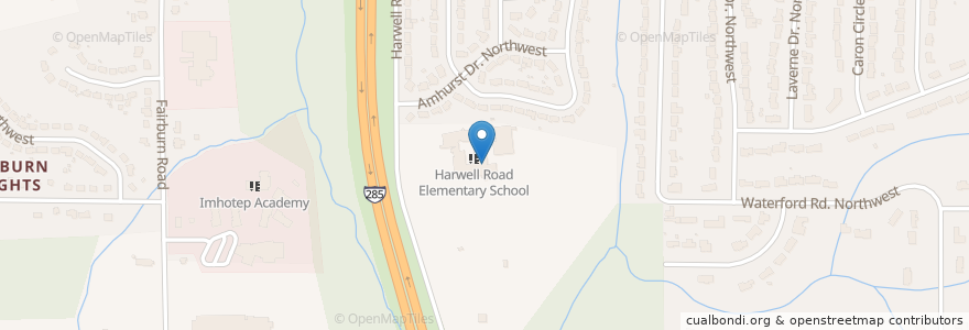 Mapa de ubicacion de Basoline E Usher Elementary School en Estados Unidos Da América, Geórgia, Fulton County, Atlanta.