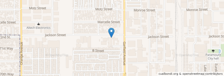 Mapa de ubicacion de Wesley Gaines Elementary School en 美利坚合众国/美利堅合眾國, 加利福尼亚州/加利福尼亞州, 洛杉矶县, Paramount.