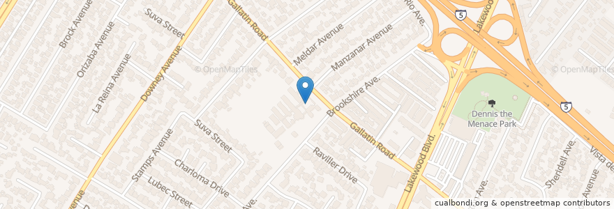 Mapa de ubicacion de Gallatin Elementary School en Amerika Syarikat, California, Los Angeles County, Downey.
