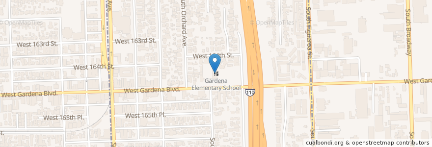 Mapa de ubicacion de Gardena Elementary School en Amerika Birleşik Devletleri, Kaliforniya, Los Angeles County.