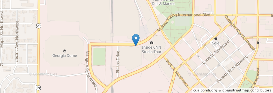Mapa de ubicacion de CNN Center Post Office en アメリカ合衆国, ジョージア州, Fulton County, Atlanta.